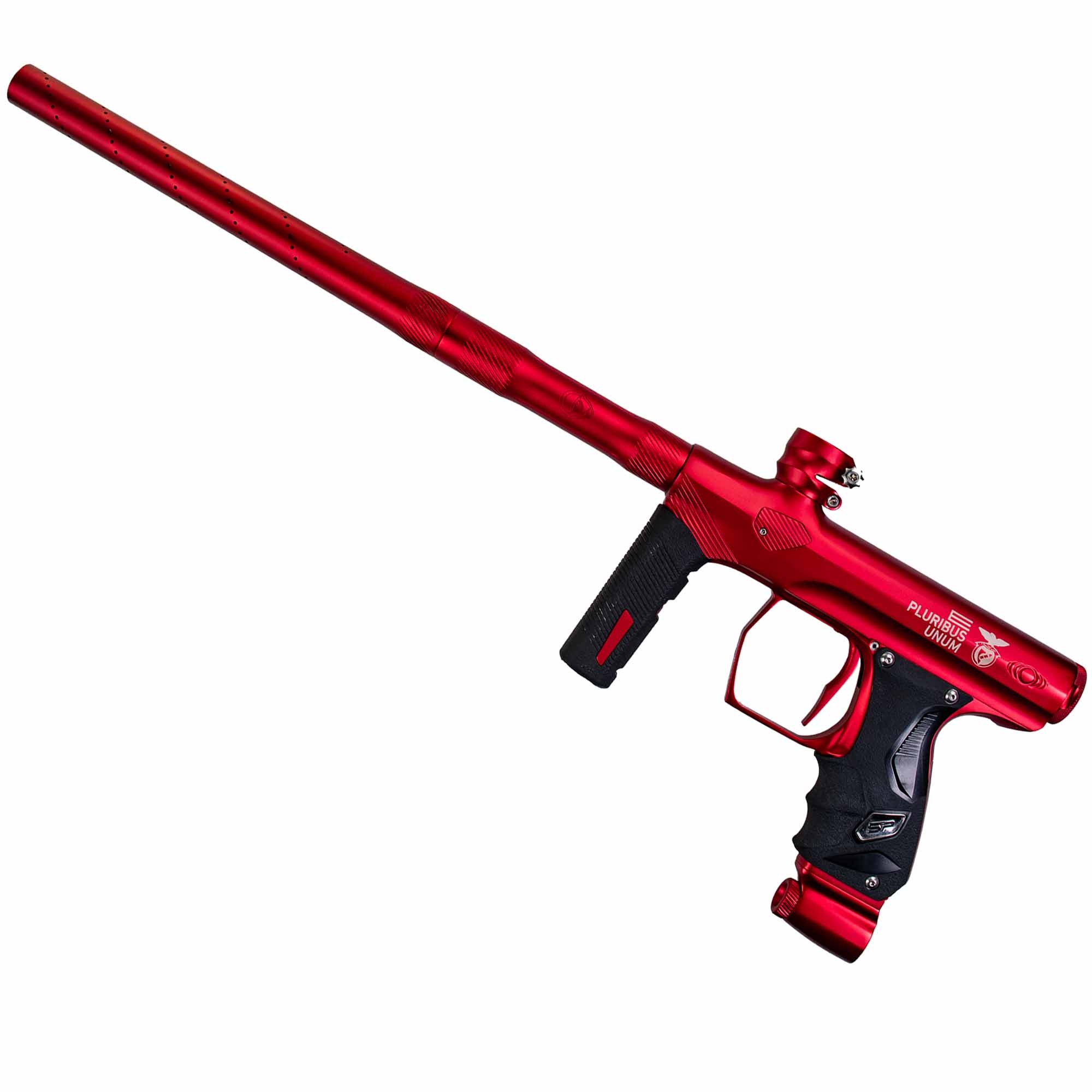 SP Shocker® ERA marker "e pluribus unum", red matte Paintball-Gewehr, roter Marker, Langer Lauf, Pistolengriff, verstellbar