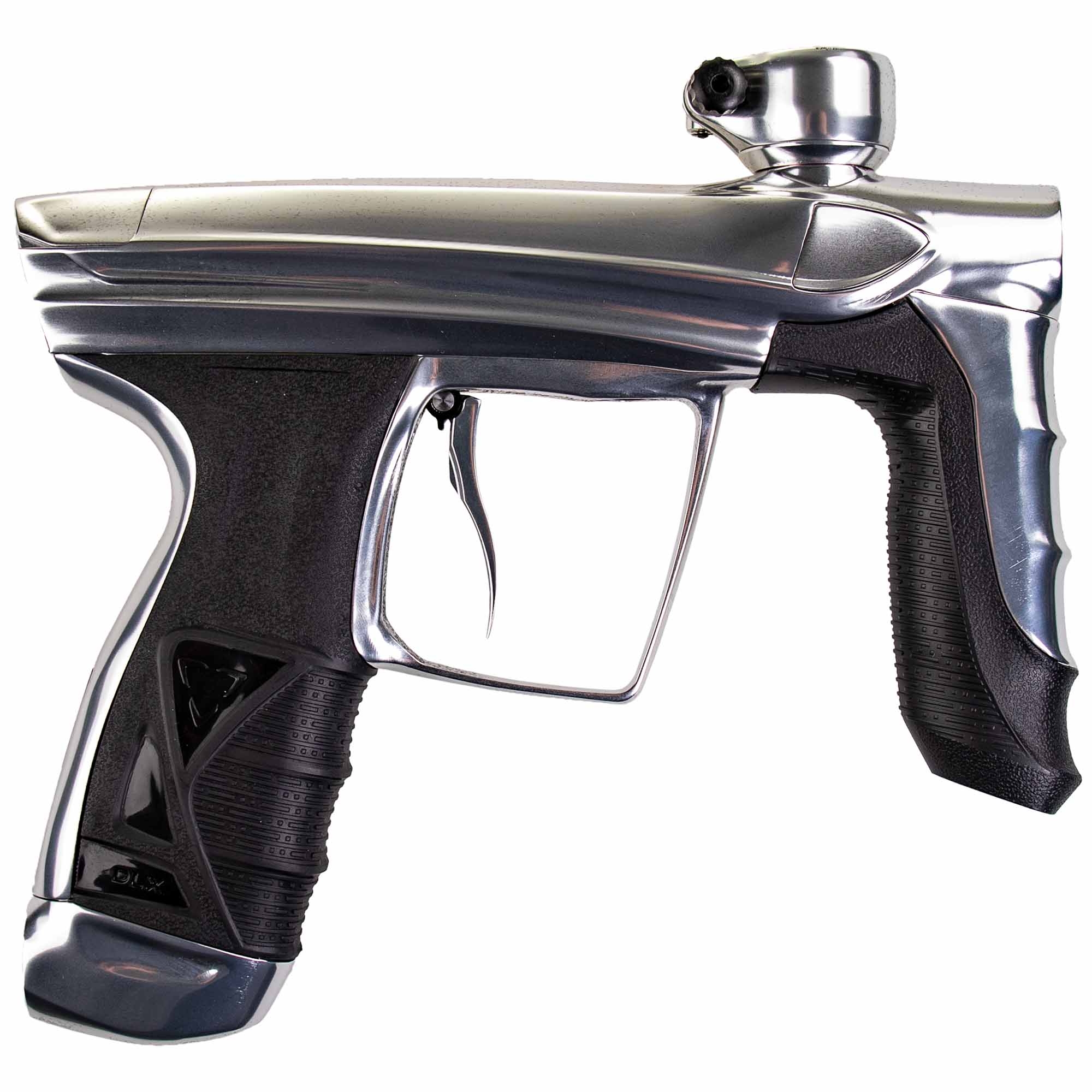 DLX Luxe® AIRE marker, polished white Paintball-Markierer, Chromgehäuse, Schwarzer Griff, Metallgehäuse, Abzug