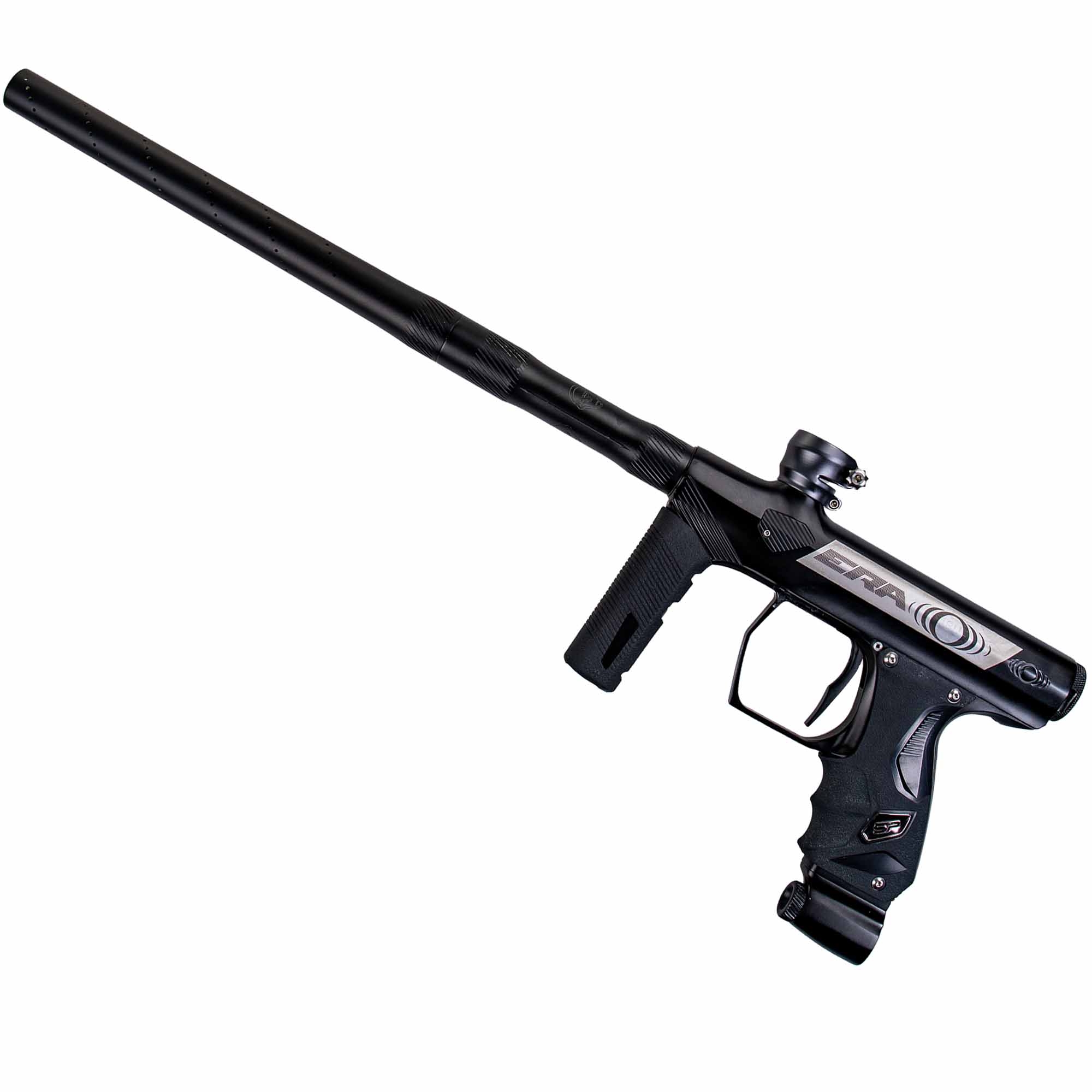  paintball marker, gas piston, long barrel, black, grip