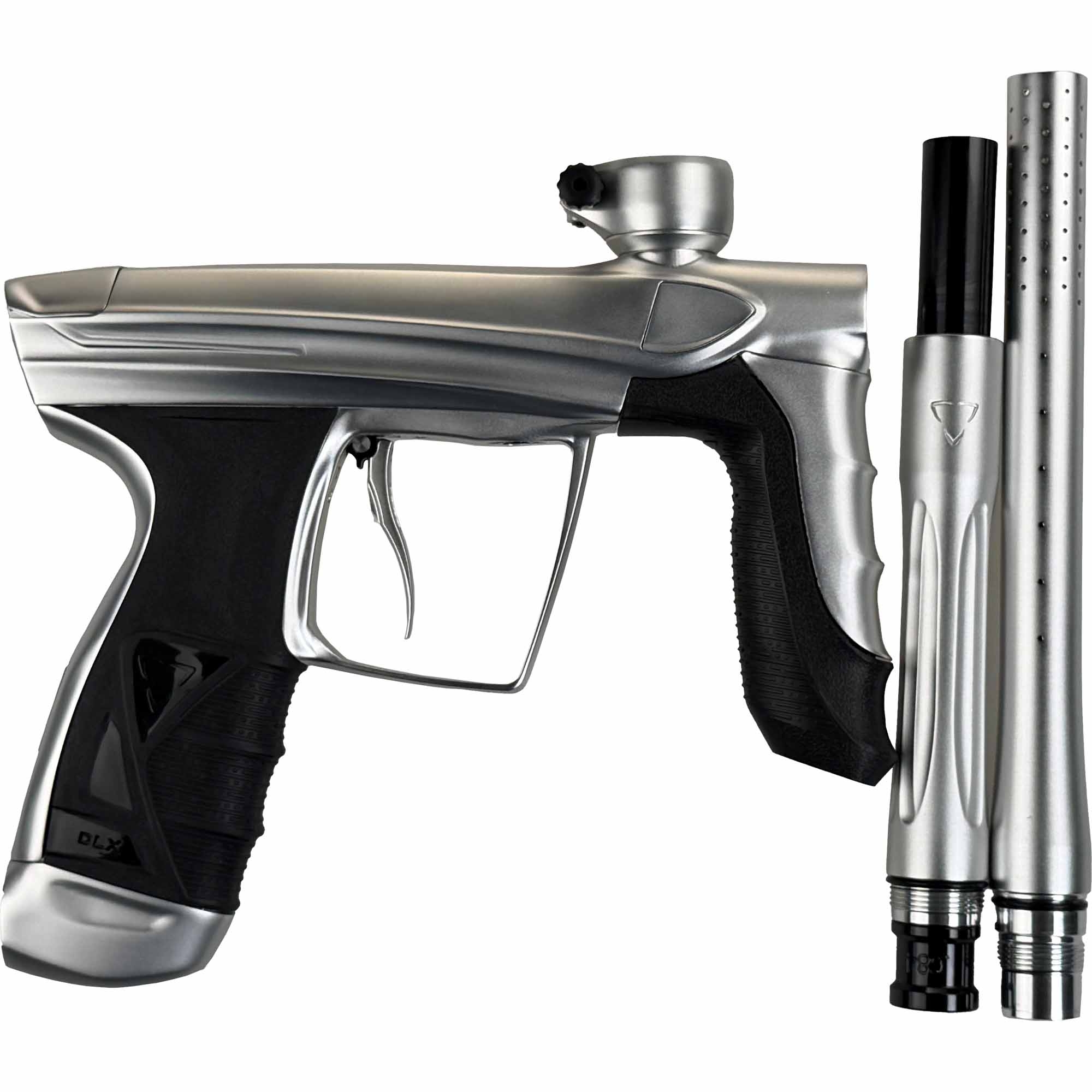 Paintball-Pistole, Silberner Griff, Auslöser-Griff, Barrel-Anbau, Gasbetrieben